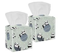 2 fundas cuadradas para caja de pañuelos, pandas dormidos en lunas y cielo estrellado, organizador de papel facial, dispensador para tocador, inodoro, tocador, mesita de noche, mesa, encimera, oficina