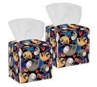 2 fundas cuadradas para caja de pañuelos, piel de perezoso animal, organizador de papel facial, dispensador para tocador, tanque, tocador, mesita de noche, encimera, oficina, coche