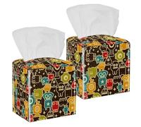 2 fundas cuadradas para caja de pañuelos, robot y monstruos, con patrón moderno, organizador de papel facial, dispensador para tocador, tanque de inodoro, tocador, mesita de noche, encimera, oficina