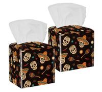2 fundas cuadradas para caja de pañuelos, sombrero de calavera de Suger Candy Pepper, estuche organizador de papel facial, dispensador para tocador, tanque de inodoro, tocador, mesita de noche