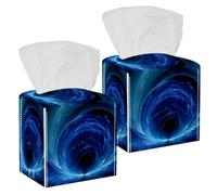 2 fundas cuadradas para caja de pañuelos, túnel de tiempo abstracto, patrón de galaxia, estuche de pañuelos de cuero, organizador de papel facial, dispensador para tocador, tanque, tocador, mesita de