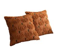 2 fundas de almohada decorativas con diseño de calabaza otoñal con patrón geométrico y cierre de cremallera, ideal para sala de estar y dormitorio, lavar a mano, quemada con tallo verde