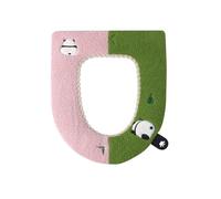 2 fundas de asiento de inodoro con cremallera, 43 x 37 cm, de felpa, con asa, lavables para invierno, cálidas, impermeables, de poliuretano, en la parte posterior, para inodoros ovalados (rosa)