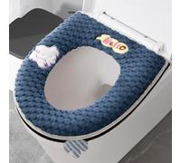 2 fundas de asiento de inodoro con gráficos de dibujos animados para inodoros estándar fabricadas con tela de pelusa y materiales de poliuretano (azul)