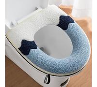 2 fundas de asiento de inodoro suaves más gruesas con asa, cojín suave y grueso, lavable, se adapta a todos los asientos de inodoro ovalados, color gris