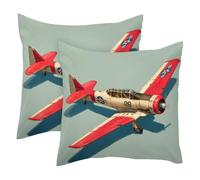 2 fundas de cojín de terciopelo suave con diseño de avión de un solo motor, fundas de almohada decorativas modernas de doble cara, 50 x 50 cm (relleno no incluido)