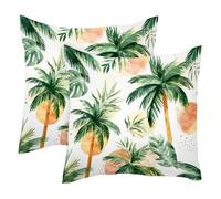 2 fundas de cojín de terciopelo suave con diseño de palmeras y fondo grunge, fundas de almohada decorativas modernas de doble cara, 50 x 50 cm (relleno no incluido)