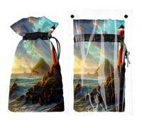 2 fundas de grifo para exteriores, fundas de manguera, para grifos de pared exteriores, impermeables y sin heladas, cubierta de espiga aislada, faro con un granero en las rocas junto al mar