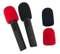 2 fundas de micrófono de esponja para JBL PartyBox Encore 2, filtros antisaliva de espuma lavable, resistente al viento, para micrófono inalámbrico PartyBox Encore 2/Encore (negro + rojo)