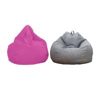 2 fundas de puf de lino de 60x75 cm, color liso, rosa y gris