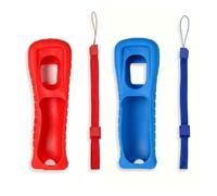 2 fundas de silicona con correa de mano para mando a distancia Wii | Silicona suave antideslizante para un agarre óptimo, protección contra golpes y aberturas de botones precisas.