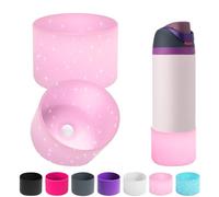 2 fundas de silicona para botellas de agua Owala de 14/16 onzas, 24 onzas, 32 onzas, 40 onzas, funda protectora antideslizante para botellas de agua FreeSip, Twist y Flip (rosa brillante transparente