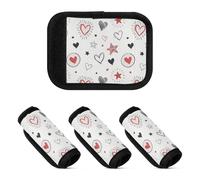 2 fundas elásticas para asa de equipaje para maleta, para bolsa de viaje al aeropuerto, Doodle Heart Star, one sizex4