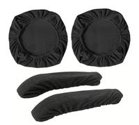 2 Fundas Elásticas Para Sillas De Oficina Y 1 Par De Fundas Para Reposabrazos, Protección Antideslizante De Poliéster, Accesorios Para Muebles De Oficina (Negro).