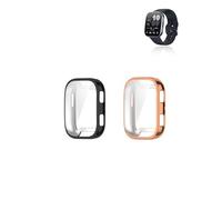 2 fundas para Amazfit Bip 6 yystao TPU con protector de pantalla de TPU, carcasa totalmente cubierta electrochapada, negro/oro rosa