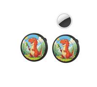 2 fundas para Apple AirTag antipérdida - Funda de silicona toergy impermeable y resistente a las caídas, duradera y elegante, diseño de dinosaurios