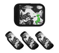 2 fundas para asa de equipaje, suaves y resistentes, para bolsa de viaje, Toca guitarra Sasquatch Camping Ufo Alien2, one sizex4