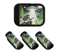 2 fundas para asa de equipaje, suaves y resistentes, para bolsa de viaje, Toca Guitarra Sasquatch Camping Ufo Alien Print, one sizex2