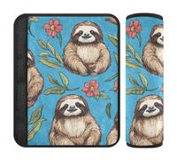 2 fundas para asiento de coche, diseño de perezoso dulce de dibujos animados, color azul, para mayor comodidad, para la mayoría de los coches, forro para cinturón de seguridad