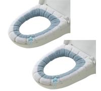 2 fundas para asiento de inodoro, cojín para asiento de inodoro con lazo para colgar, almohadillas lavables suaves y cálidas