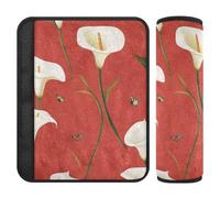 2 fundas para cinturón de seguridad para asiento de coche, diseño de lirio de cala, diseño de flores rojas, libera el estrés en tu cuello y hombros