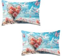 2 Fundas para Cojines 50 x 70 cm Amor Funda Cojín Almohada Funda de Almohada del Decorativos Tela de Terciopelo Cojin Sofa y Cama Cushion Covers Cremallera Oculta Jardín Exterior Verano Playa I0P-428