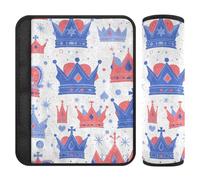 2 fundas para correa de cinturón, diseño de corona de Reino Unido, color rojo, blanco y azul, libera el estrés en tu cuello y hombros, funda para cinturón de seguridad para adultos, para SUV