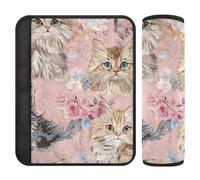 2 fundas para correas de asiento de coche de Maine Coon Cats color oro rosa, para evitar que el cinturón de seguridad corte en el cuello para furgoneta, accesorios para carro