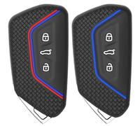 2 fundas para llaves de coche compatibles con VW Golf 8, Skoda, SEAT, Cupra, TPU con 3 botones, funda protectora de silicona para llave de coche (rojo + rojo azul)