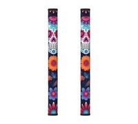 2 fundas para manija de puerta de refrigerador, diseño de calavera de azúcar, diseño de calavera del día de los muertos, para nevera, microondas, estufa, horno, lavavajillas