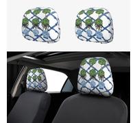 2 Fundas para reposacabezas de Asiento de Coche con Bordado Personalizado, Suaves y Transpirables, con diseño de topiario Chinoiserie y Jengibre, Accesorios de protección para el Coche.