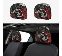 2 fundas para reposacabezas de coche, suaves, transpirables, fundas protectoras para reposacabezas de coche, color negro y rojo, fundas para reposacabezas de asiento de coche, fundas para