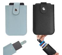 2 fundas para tarjetas de crédito de piel, tarjetero con compartimento para monedas, mujer y hombre, tarjetero extensible, cartera delgada oculta, cartera para hombre, cartera minimalista (azul 2)