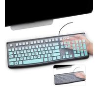 2 fundas para teclado Logitech K120 y MK120, ergonómicas, de escritorio, USB, con cable, diseño ultrafino, diseño protector de piel, verde menta y transparente