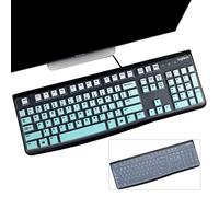 2 fundas para teclado Logitech K120 y MK120, ergonómicas, de escritorio, USB, con cable, diseño ultrafino, diseño protector de piel, verde menta y transparente