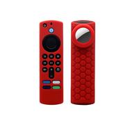 2 fundas protectoras compatibles para mando a distancia compatibles con Amazon Fire TV Stick 2021 Alexa de 3.ª generación con soporte Airtag (rojo):