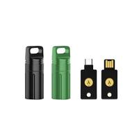 2 fundas protectoras portátiles seguras, totalmente compatibles con YubiKey 5/5C NFC, impermeable y a prueba de golpes, funda de seguridad de criptomonedas (negro y verde)