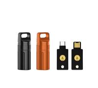 2 fundas protectoras portátiles seguras, totalmente compatibles con YubiKey 5/5C NFC, impermeable y a prueba de golpes, funda de seguridad de criptomonedas (negro y naranja)
