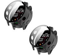 2 fundas rígidas de policarbonato compatibles con Garmin Forerunner 170 Music funda antideslizante ultra fina resistente a los arañazos Protector de pantalla con vidrio templado (negro/negro)