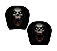 2 fundas universales espeluznantes para reposacabezas de coche, fundas protectoras para reposacabezas de coche, decoración de calavera, accesorios de coche de Halloween