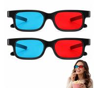 2 gafas 3D, gafas 3D, gafas 3D cine, gafas 3D para televisión, gafas 3d rojas azules, rojas y azules, gafas de anaglifo 3D, para películas, juegos de PC, espectáculos de luz, fiestas de vacaciones