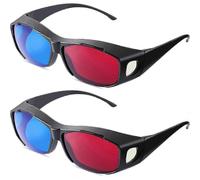 2 gafas 3D rojas y azules para películas, juegos, televisión, proyector y monitor de ordenador, montura de plástico, ligeras y duraderas