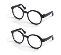 2 gafas de nerd, gafas negras para mascotas, lentes transparentes, retro, accesorios para fotos, gafas de sol transparentes para gatos y perros pequeños, disfraz de cosplay