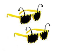 2 gafas de sol divertidas para disfraz de abeja, gafas de fiesta para mujer y hombre, gafas de fiesta con sondas, color negro y amarillo, divertidas gafas para carnaval, Halloween, accesorios de