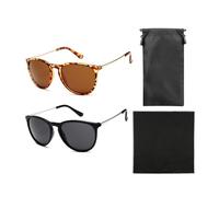 2 Gafas de Sol Vintage Redondas Polarizadas de Moda para Mujer, 1 Paño y 1 Bolsa