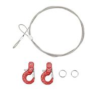 2 ganchos de remolque de metal RC, de aleación de aluminio y acero, ligeros y compactos, para SCX10 D90. (Roja)