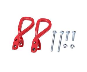 2 Ganchos de Remolque Delanteros de Acero Resistente Rojo 84280203 con Pernos y Tuercas, Tratamiento de Superficie con Recubrimiento en Polvo, Pieza de Repuesto para Anillo de Remolque