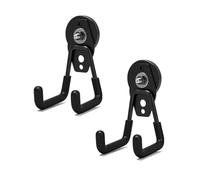2 ganchos magnéticos extra fuertes, ganchos magnéticos con revestimiento antideslizante, imanes fuertes con ganchos resistentes, base magnética robusta, ganchos dobles para colgar herramientas (negro
