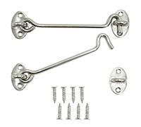 2 ganchos para cabina, cierre de ojo y perno para cerraduras de puerta, pestillo de acero inoxidable para puerta de garaje, puerta de granero, 15 cm, plata