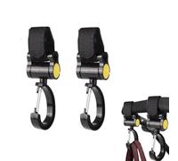 2 ganchos para colgar multiusos, rotación de 360°, clip para bolsa de pañales, para andador, muletas, silla de ruedas, carrito de compras, asiento trasero de coche, bicicleta, silla de ruedas (cierre)